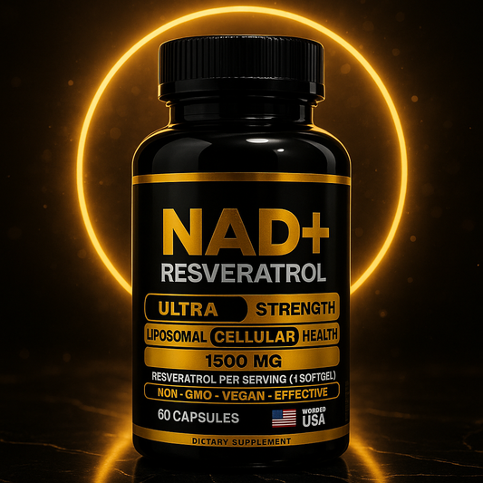 NAD+ Resveratrol Ultra Strength – 1500 mg · 60 Cápsulas | Energía Celular y Longevidad